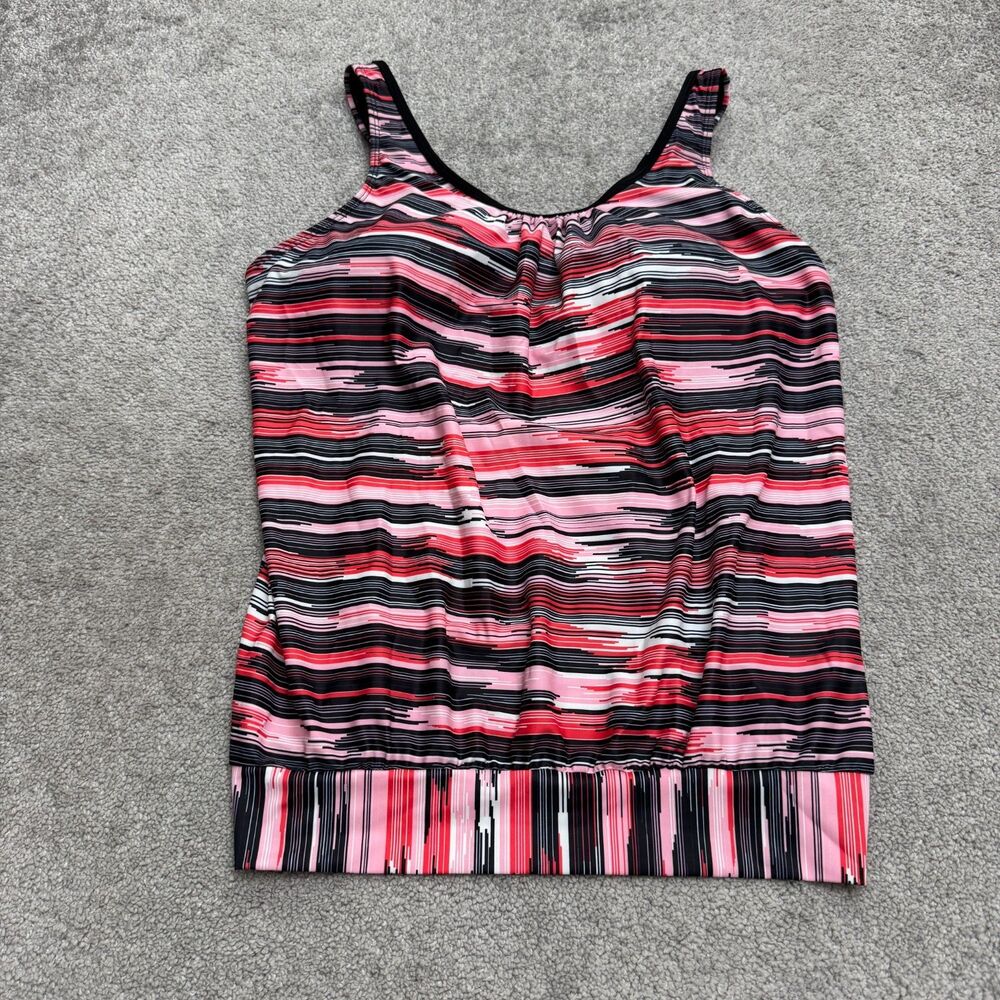 Bikinx Striped Blouson Padded Tankini Swimsuit Top Women XXL Summer Style NWT